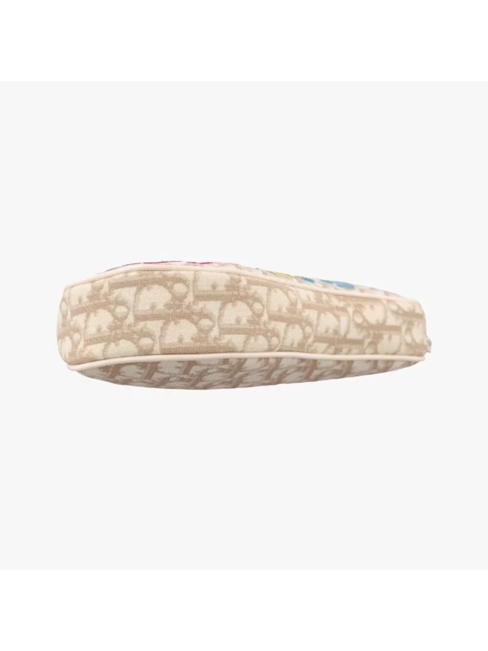 Dior Saddle Beige Canvas Flower Embroidery MC Shoulder